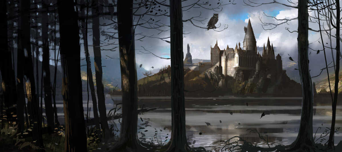 HogwartsCastle_WB_F4_HogwartsThroughTheTrees_Illust_100615_Land